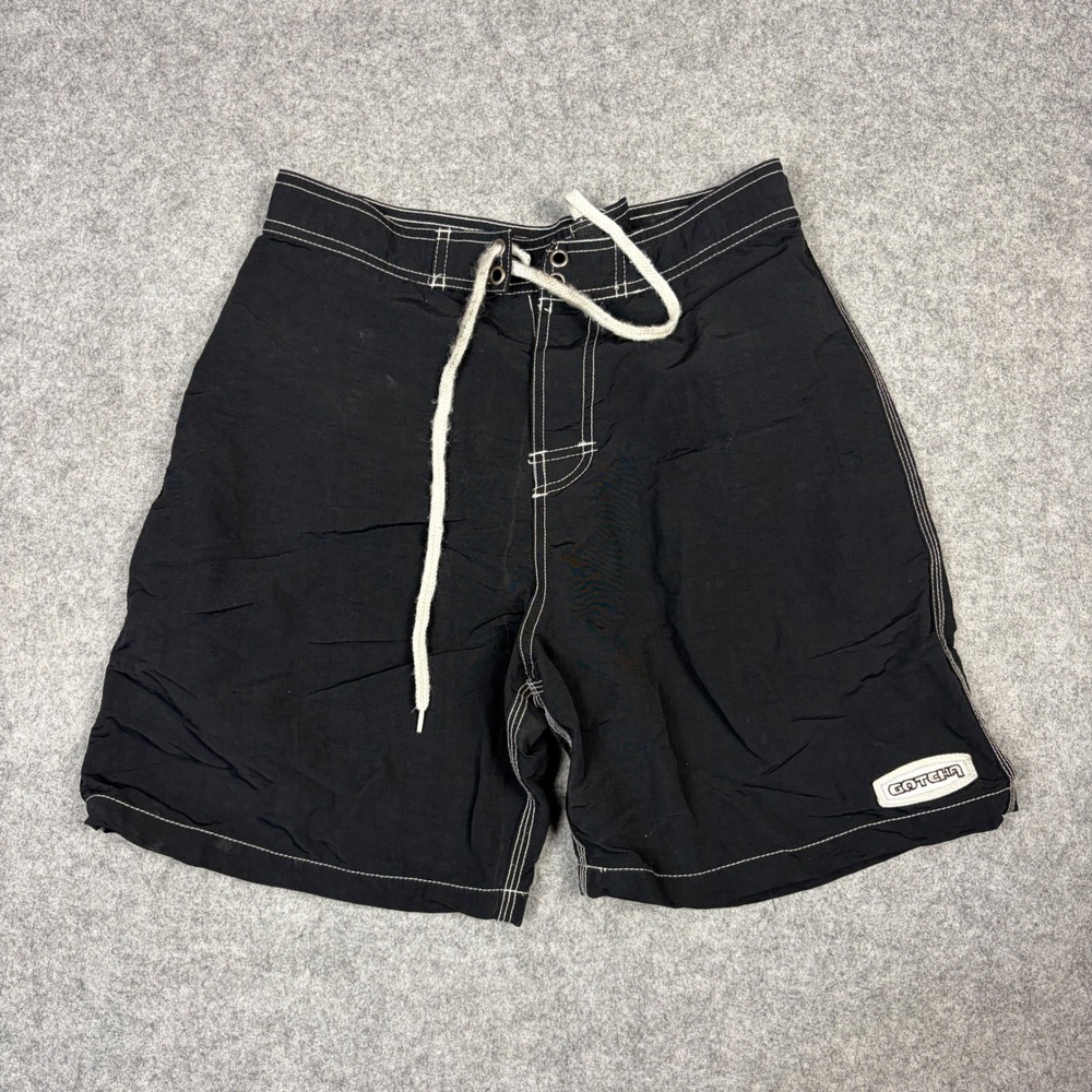 Vintage Gotcha Board Shorts Mens 30 Black White Contrast Stitch Surf Trunks